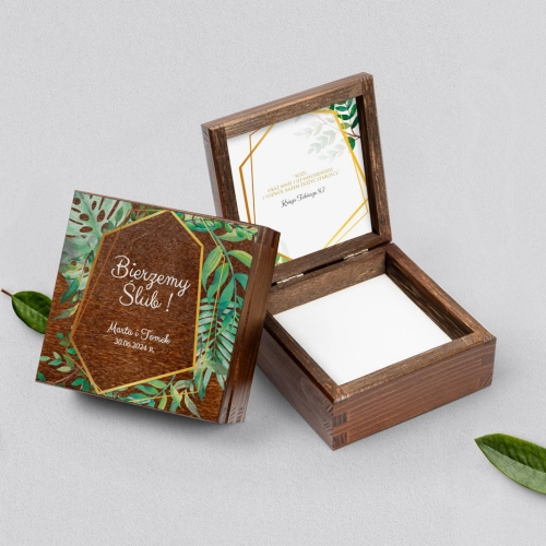 Pudełko na obrączki brązowe - Flowers & Frame Motyw 2