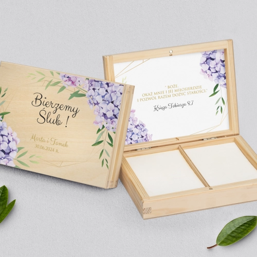 Pudełko na obrączki prostokątne naturalne - Flowers & Frame Motyw 1