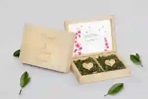 Pudełko na obrączki prostokątne naturalne - Biały Czas - Motyw 3