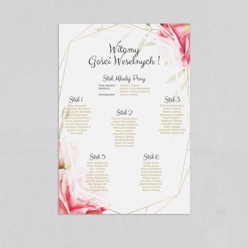 Plan stołów weselnych Flowers & Frame - Motyw 5