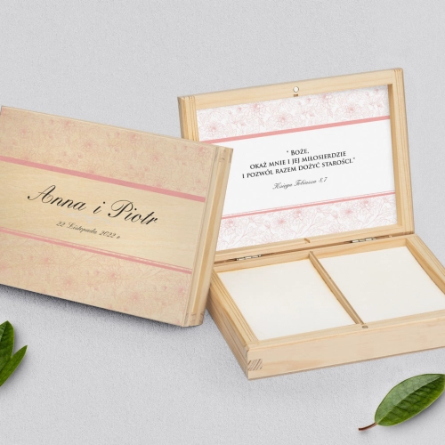 Pudełko na obrączki prostokątne naturalne - Ornaments Motyw 5