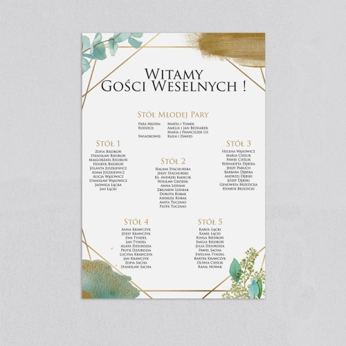 Plan stołów weselnych Golden Green - Motyw 1