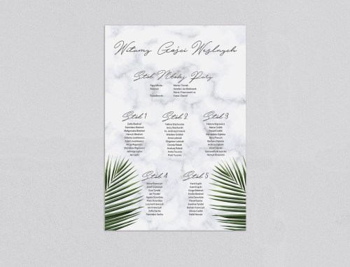 Plan stołów weselnych Marble leaf - Motyw 1