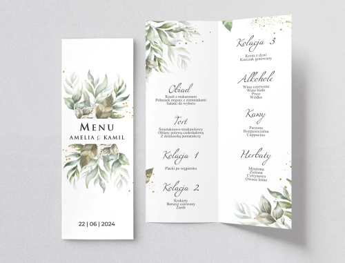 Menu Weselne Leaves - Motyw 1