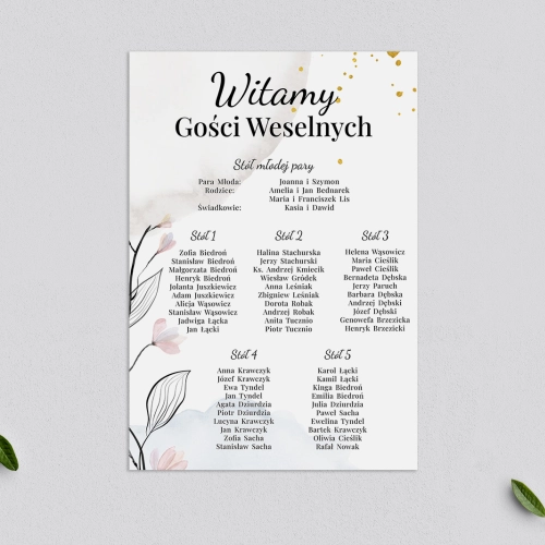 Plan stołów weselnych Watercolor Wedding - Motyw 3