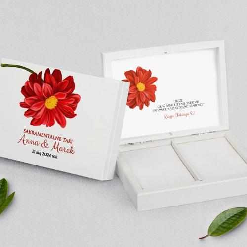 Pudełko na obrączki prostokątne białe - Sweet Love Motyw 5