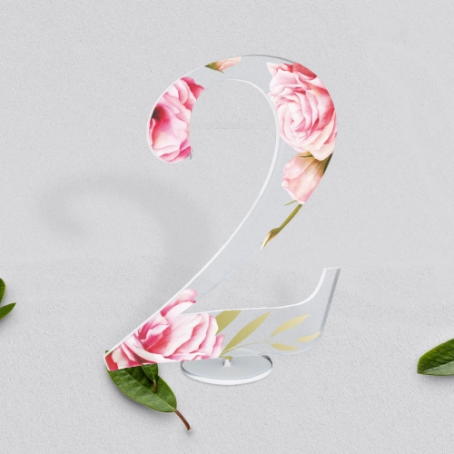 Akrylowe numery na stół weselny - Flowers & Frame Motyw 5
