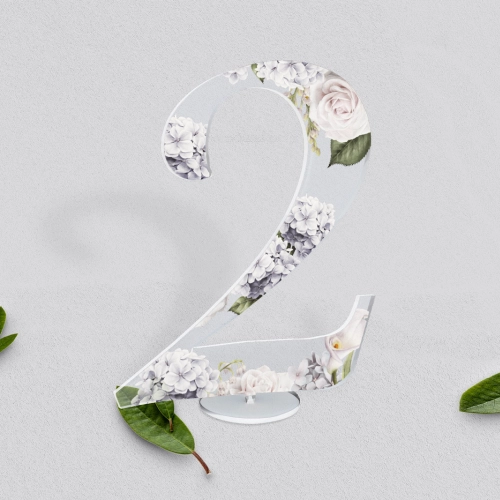 Akrylowe numery na stół weselny - Ofelia Motyw 1