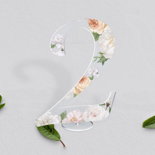 Akrylowe numery na stół weselny - Ofelia Motyw 3