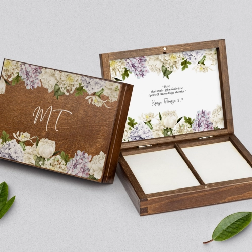 Pudełko na obrączki prostokątne brązowe - Ofelia Motyw 2