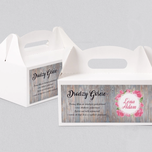 Pudełko na ciasto weselne Rustical Motyw 7