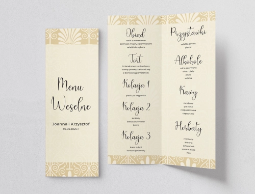 Menu Weselne Vintage - Motyw 1