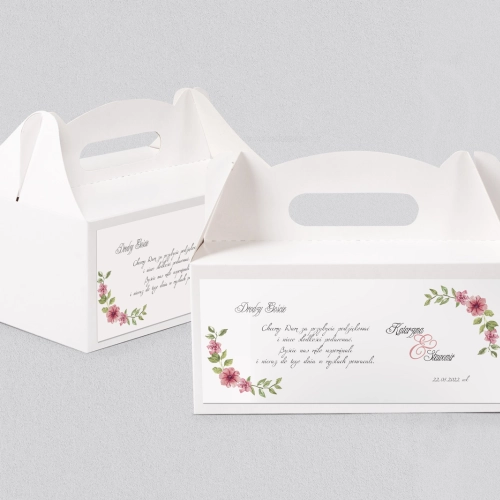 Pudełko na ciasto weselne Akwarelowe Wianki - Motyw 6