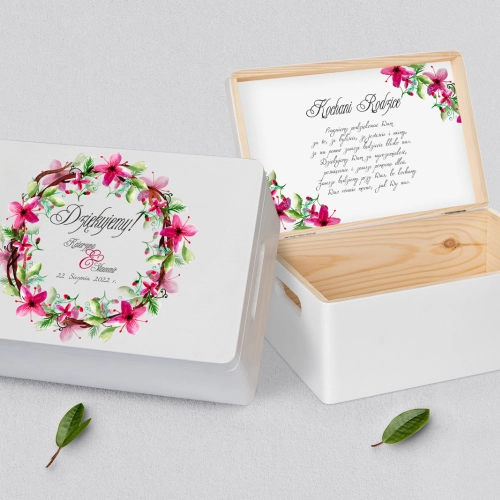 Skrzyneczka dla Rodziców - biała Akwarelowe Wianki Motyw 2