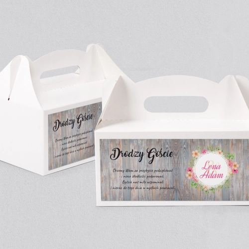 Pudełko na ciasto weselne Rustical Motyw 2