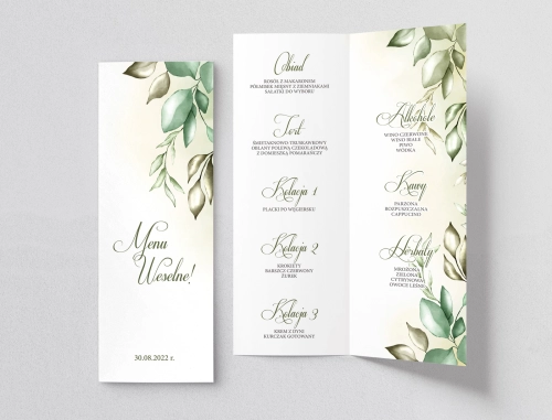 Menu Weselne About You - Motyw 1