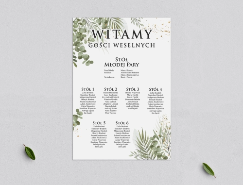 Plan stołów weselnych Leaves - Motyw 2