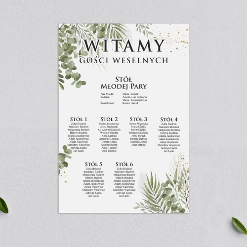Plan stołów weselnych Leaves - Motyw 2