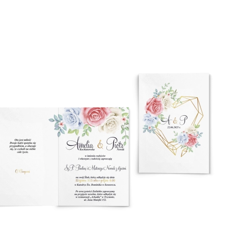 Zaproszenia ślubne Geometryczne Serce - Składane Motyw 3