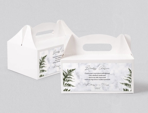 Pudełko na ciasto weselne Marble leaf - Motyw 2
