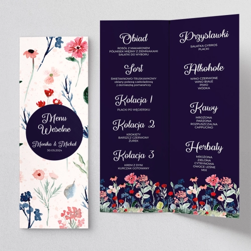 Menu Weselne Wildflowers - Motyw 1
