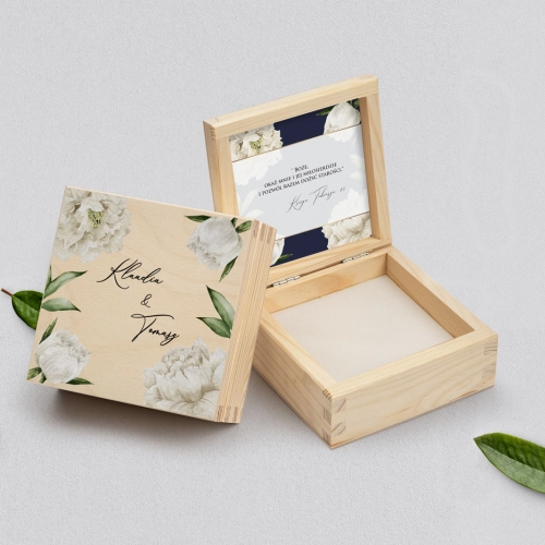 Pudełko na obrączki naturalne - Loveletter Motyw 1