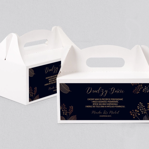 Pudełko na ciasto weselne Goldish - Motyw 1