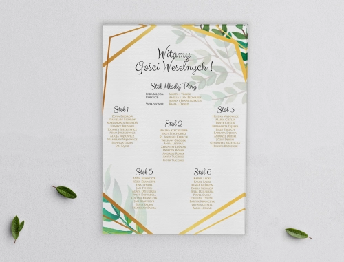 Plan stołów weselnych na płótnie Flowers & Frame Motyw 2