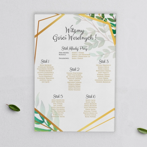 Plan stołów weselnych na płótnie Flowers & Frame Motyw 2
