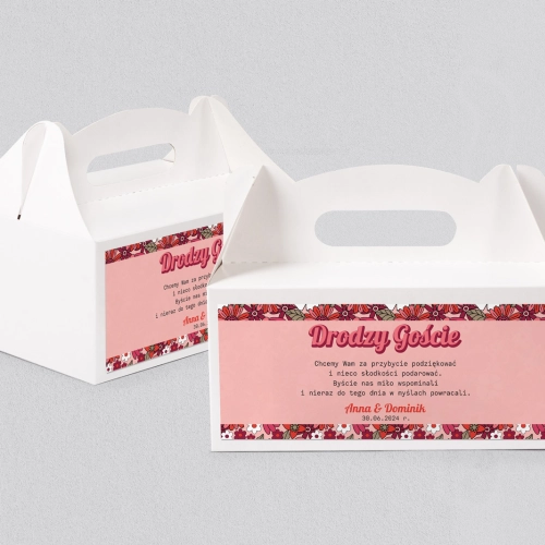 Pudełko na ciasto weselne Retro Style - Motyw 2