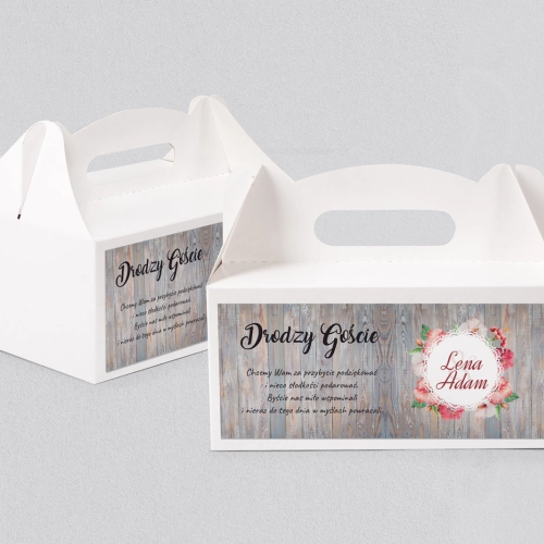 Pudełko na ciasto weselne Rustical Motyw 3