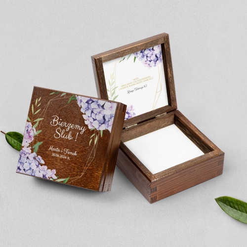 Pudełko na obrączki brązowe - Flowers & Frame Motyw 1