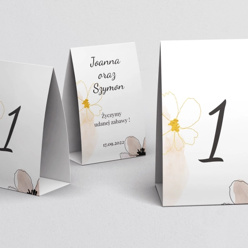 Numerki na stół Watercolor Wedding Motyw 1