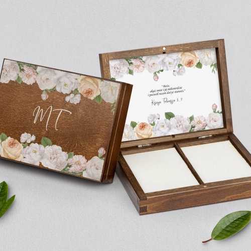 Pudełko na obrączki prostokątne brązowe - Ofelia Motyw 3