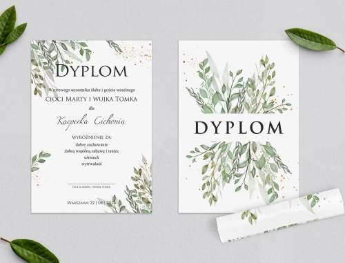 Dyplomy dla Dzieci - Leaves Motyw 3