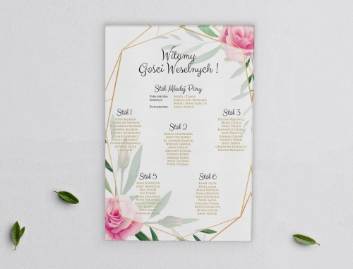 Plan stołów weselnych na płótnie Flowers & Frame Motyw 4