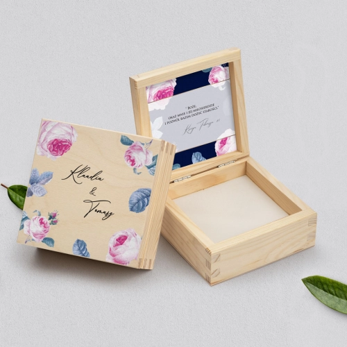 Pudełko na obrączki naturalne - Loveletter Motyw 3