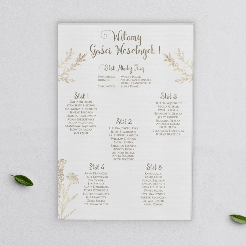 Plan stołów weselnych na płótnie Fiori Motyw 1