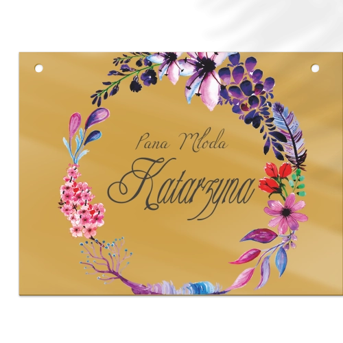 Zawieszka na krzesła - Prostokątna Akwarelowe Wianki Motyw 7