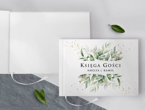 Księga Gości Weselnych Leaves Motyw 1