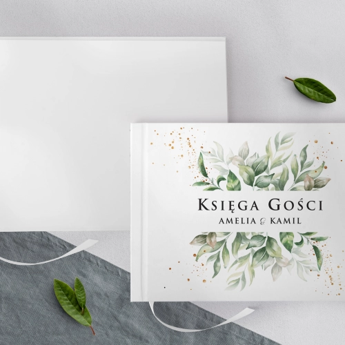 Księga Gości Weselnych Leaves Motyw 1