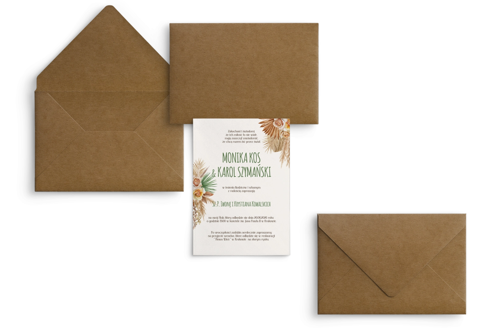 Zaproszenia ślubne Boho - Motyw 1