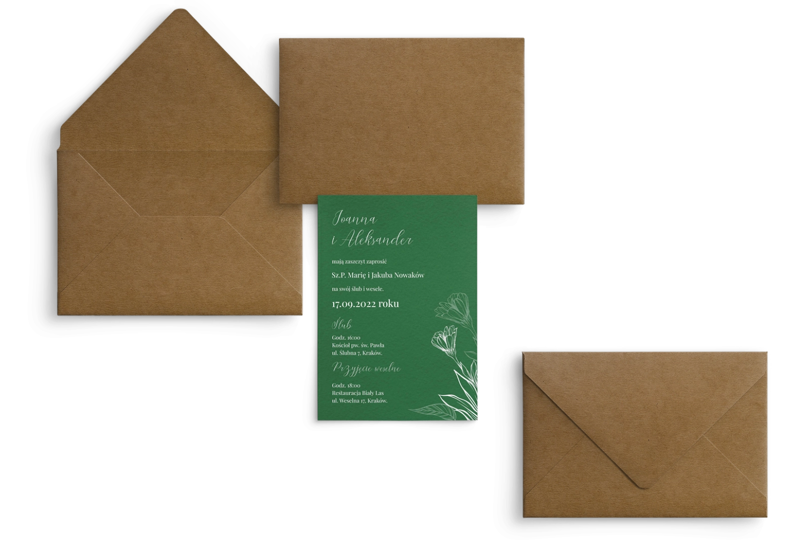 Zaproszenia ślubne Papers - Motyw 1