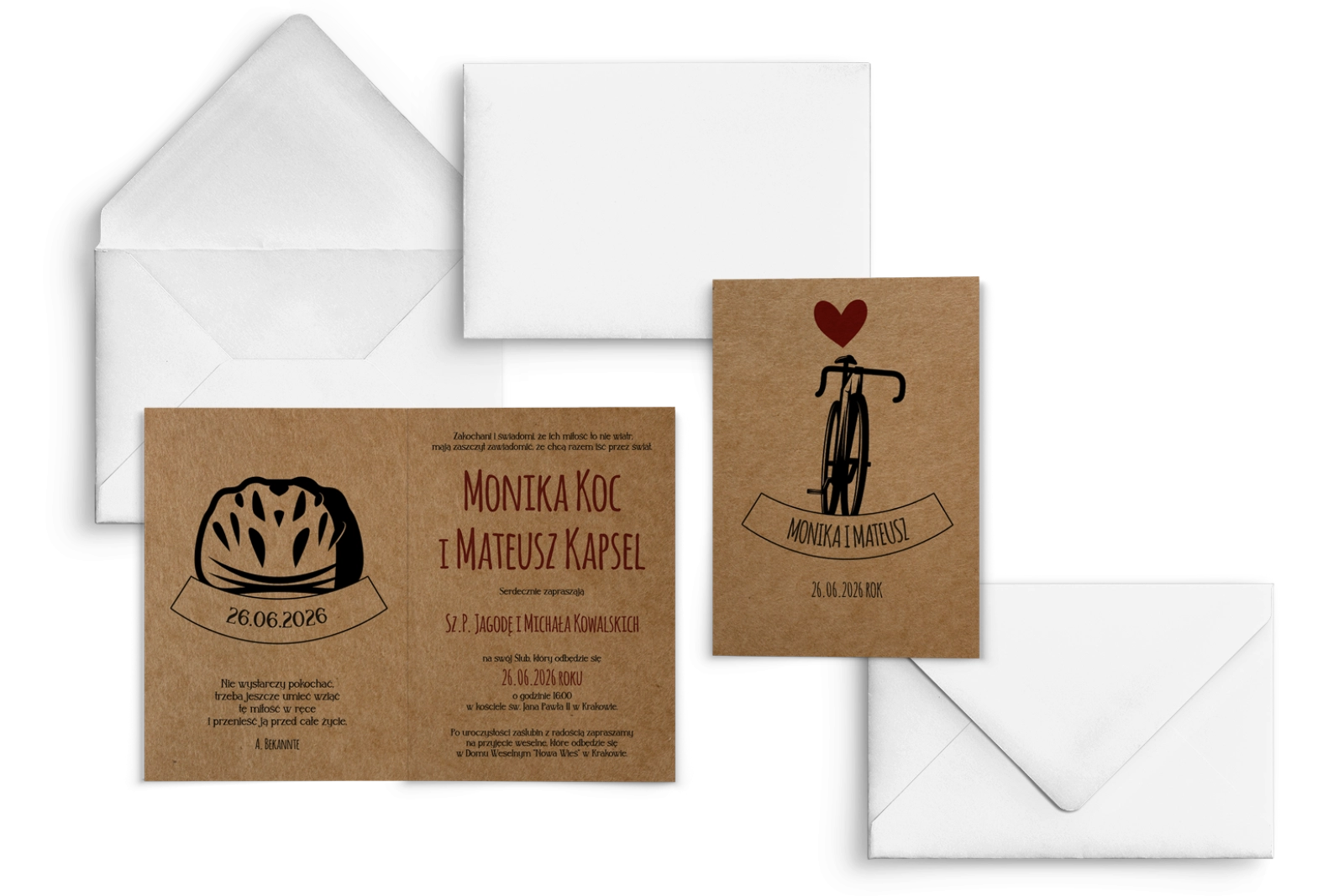 Zaproszenia ślubne Trip - Składane motyw 4