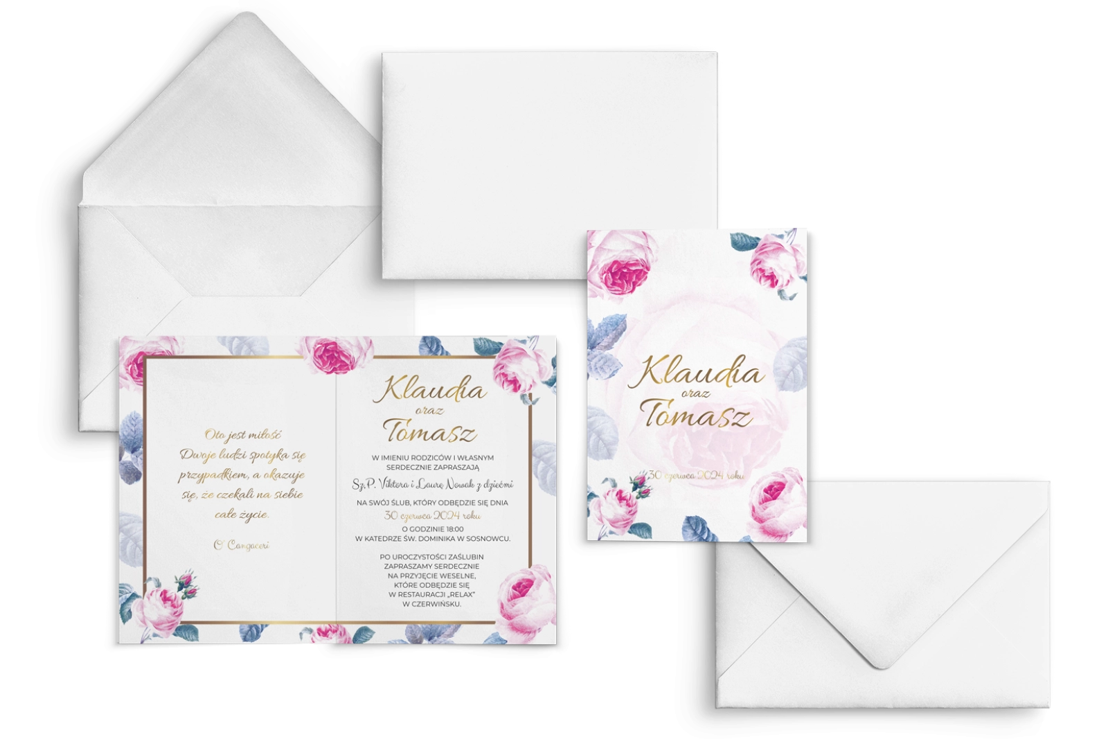 Zaproszenia ślubne Dream - Składane Motyw 3