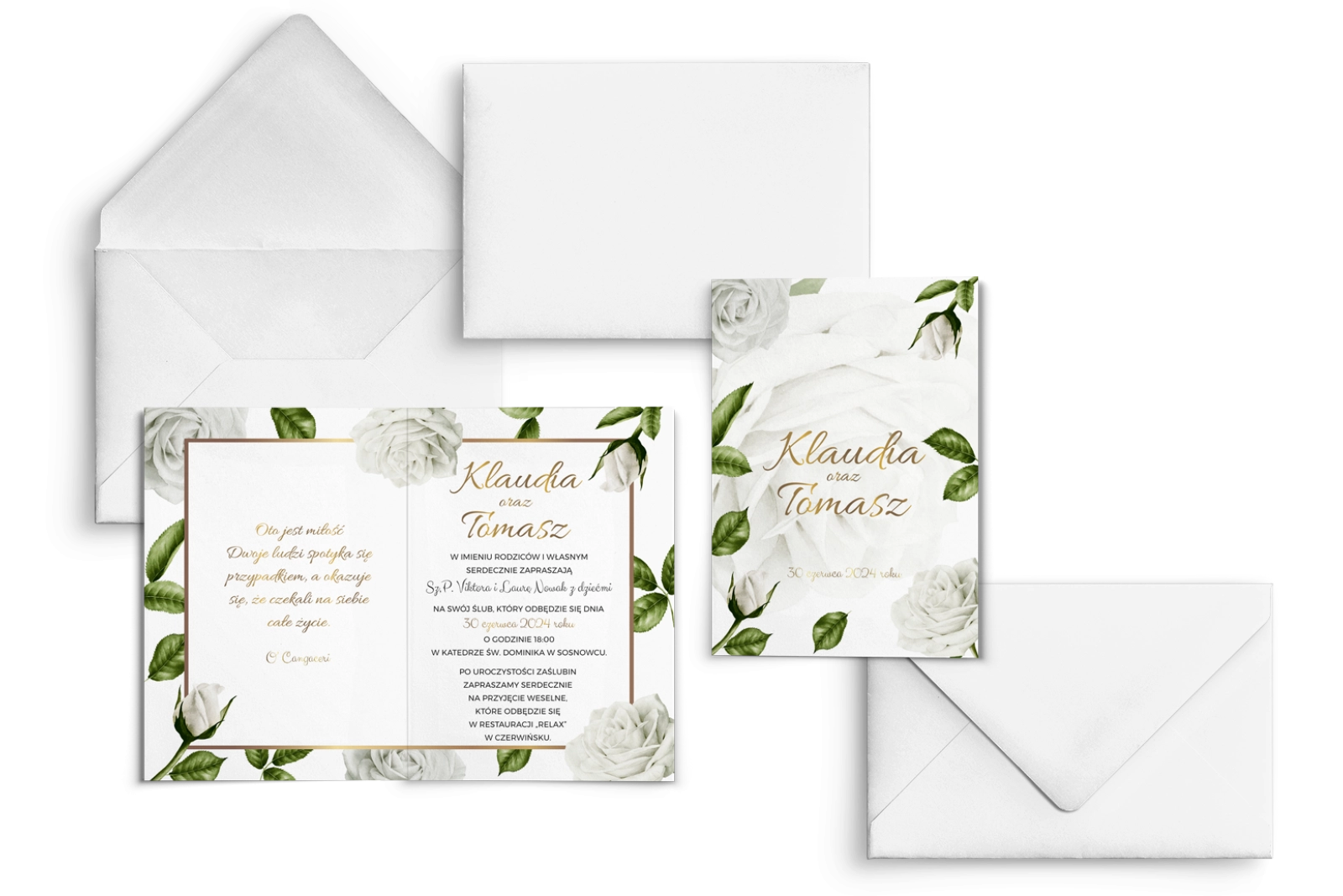 Zaproszenia ślubne Dream - Składane Motyw 1