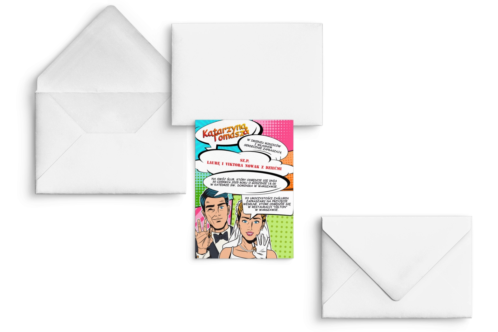 Zaproszenia ślubne Pop Art - Motyw 1