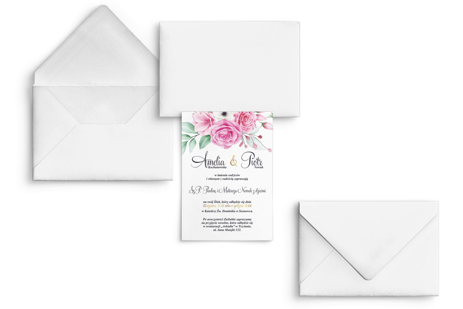 Zaproszenia ślubne Geometryczne Serce - Motyw 1