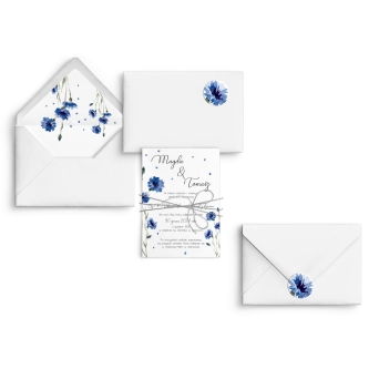 Cudowne Zaproszenia ślubne Biały Czas z&nbsp;sznurkiem srebrnym i&nbsp;kopertą