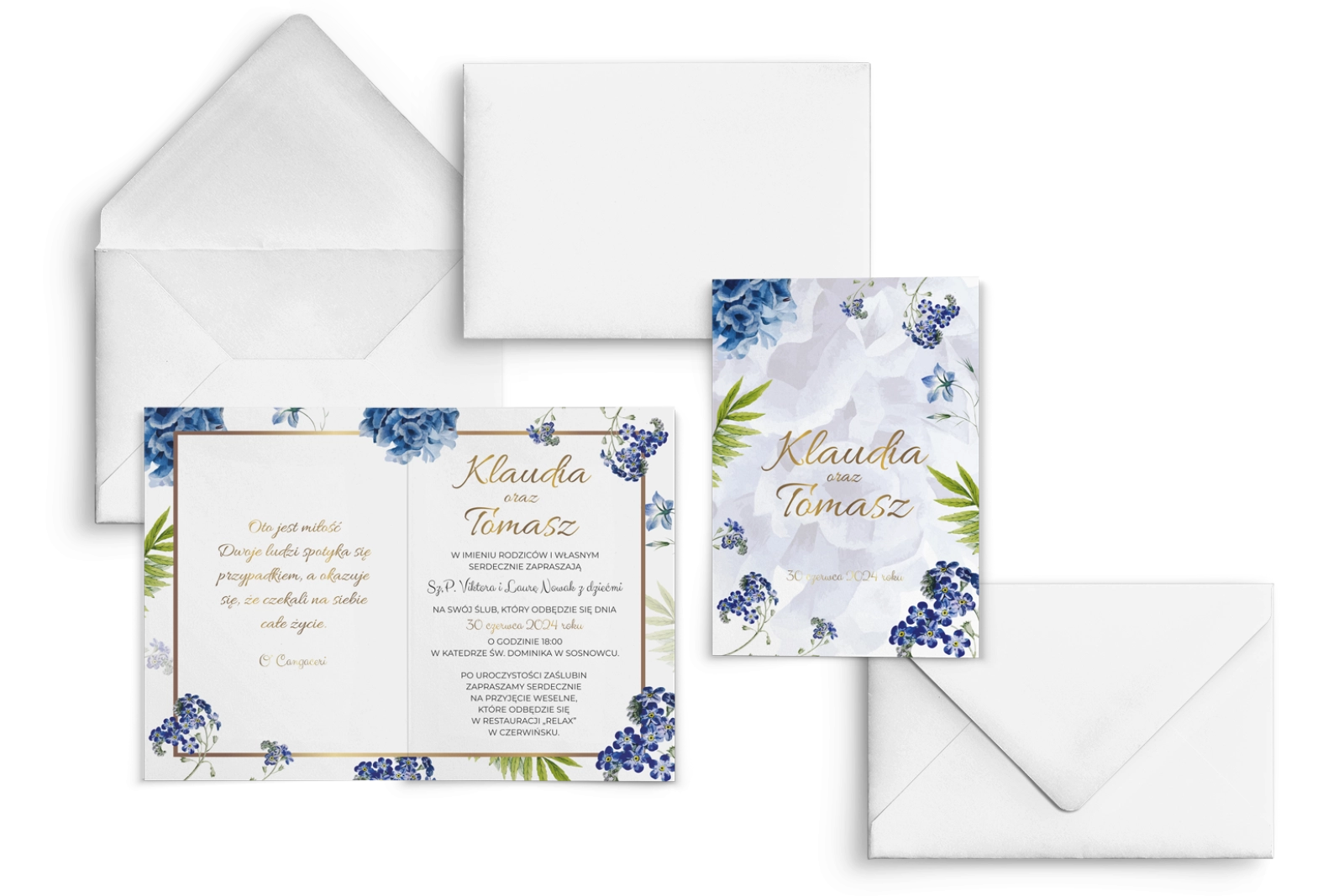 Zaproszenia ślubne Dream - Składane Motyw 4